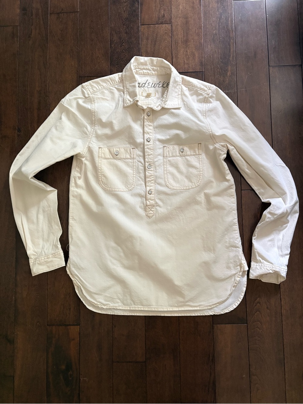 Madewell Off-White Canvas Utility Pullover Button-Up Shirt - Size Small
